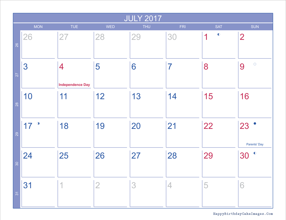july 2017 calendar printable with holidays