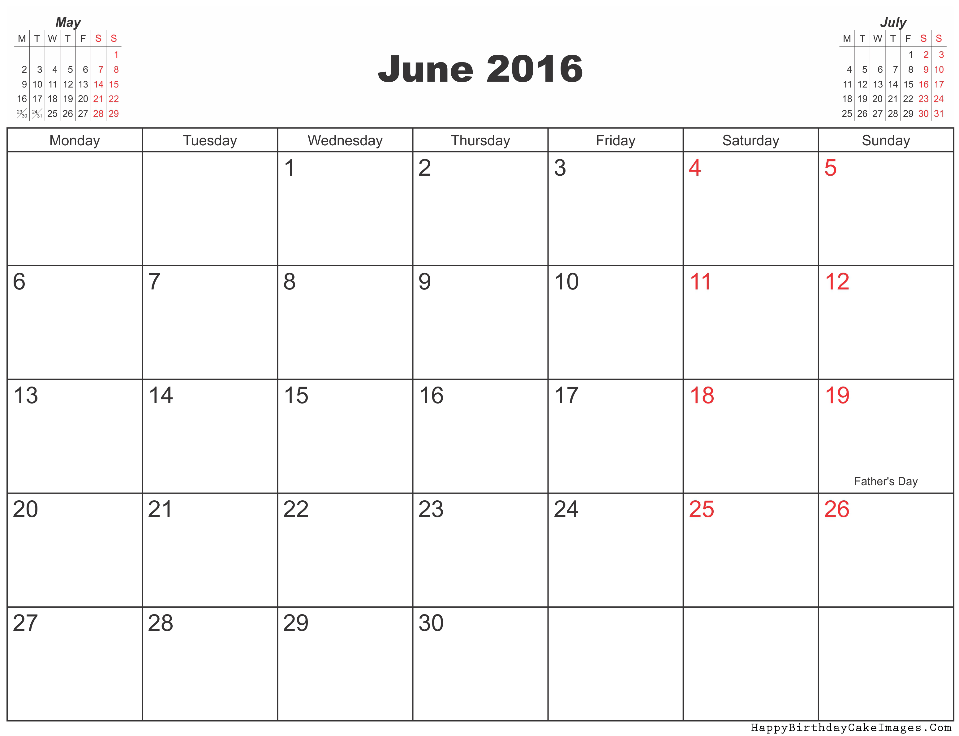 June 2016 Calendar 3